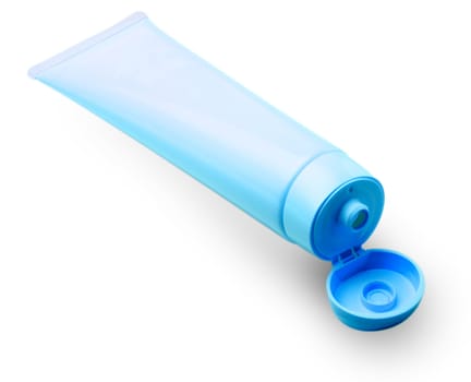 The outdoor tube with female cream cut out on white background