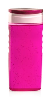 The red shampoo bottle isolated on white background