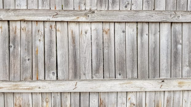 Grunge plank wood texture background. Close up of gray wooden fence panels.