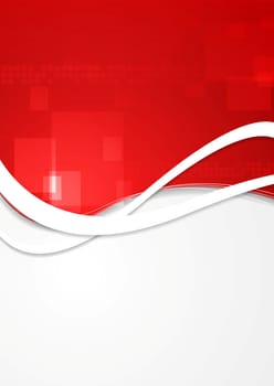 Bright red wavy technology design. Vector background