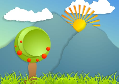 Flat landscape abstract background. Vector design