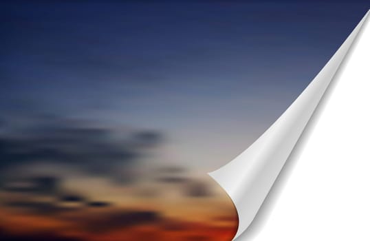 Abstract vector cloudscape with folded edge