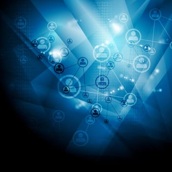 Bright blue connect communication background. Vector design