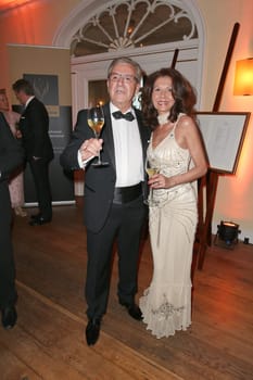 Jan Hofer and life-saving woman Conny Modauer,awarding of the Champagne Prize for Joie de vivre at the Hotel Louis C. Jacob,Hamburg,27.04.2015