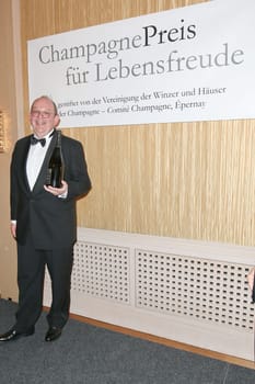 Denis Scheck (literary critic and prize-winner),award ceremony of the Champagne Prize for Joie de vivre at the Hotel Louis C. Jacob,Hamburg,27.04.2015