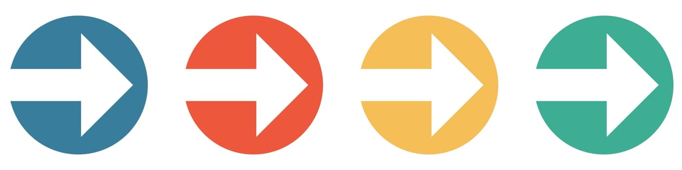 4 colorful Buttons blue, red, orange and green showing: Arrow right