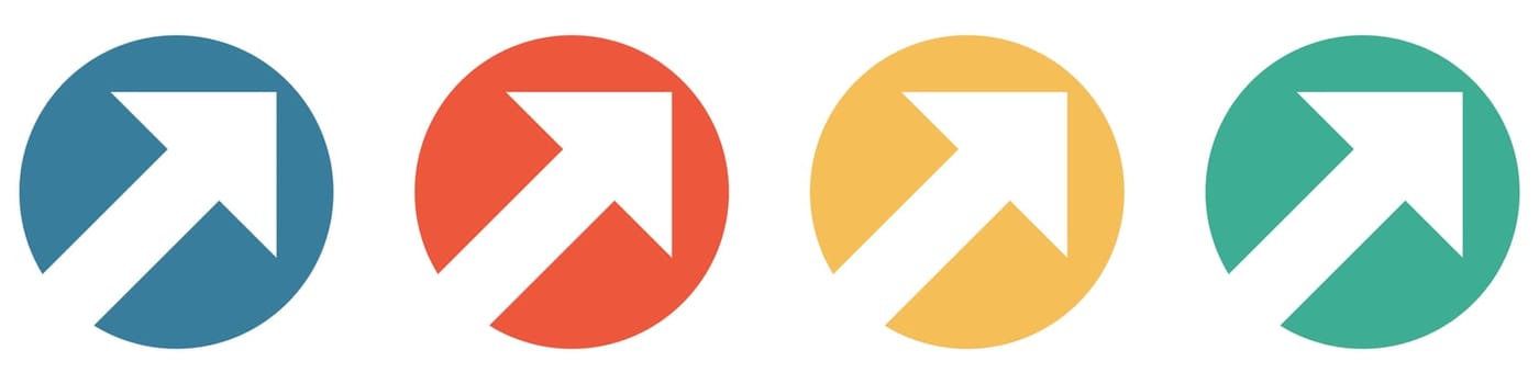 4 colorful Buttons blue, red, orange and green showing: Diagonal arrow up
