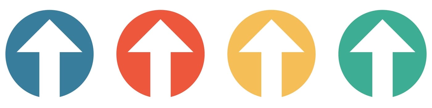 4 colorful Buttons blue, red, orange and green showing: Arrow up