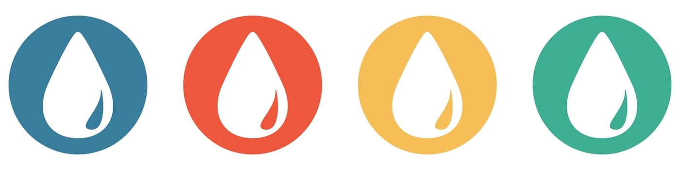 4 colorful Buttons blue, red, orange and green showing: Water, Oil or Liquidder Öl