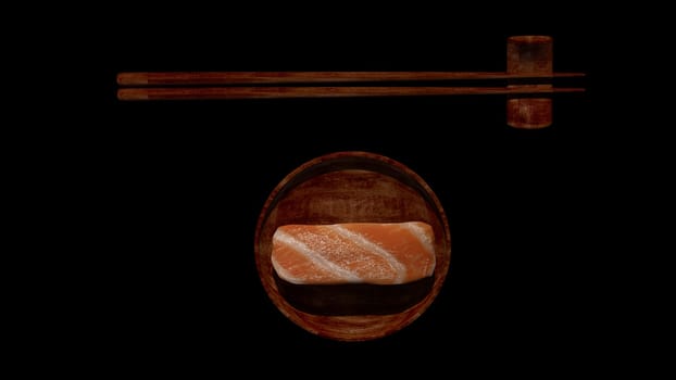 3d rendering of Japanese sushi on table