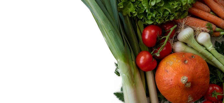 a close up of seasonal vegetables on the white background