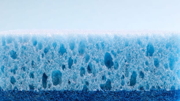 One blue sponge used to wash and erase dirt used by housewives in everyday life. They are made of porous material such as foam. Detergent retention, which allows you to spend it economically.
