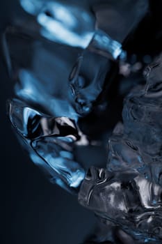Cold ice in closeup macro view