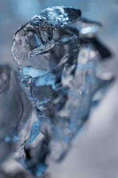 Cold ice in closeup macro view
