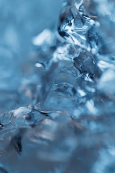 Cold ice in closeup macro view