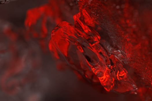 Red ice in closeup macro view
