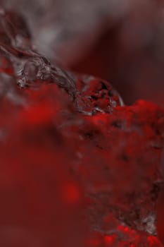 Red ice in closeup macro view