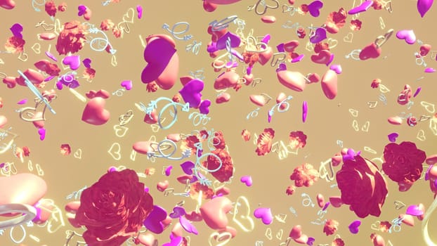 3D illustration Background for advertising and wallpaper in valentines and wedding scene. 3D rendering in decorative concept.