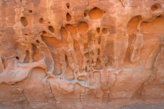 Melted rock in the Sandstone in Arches National Park in Utah