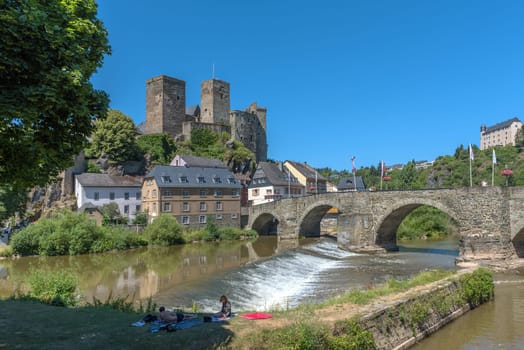 the castle runkel on the river lahn, hesse, germany