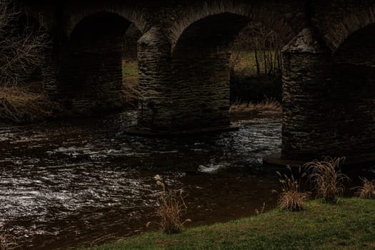 Dark Bridge with River in France