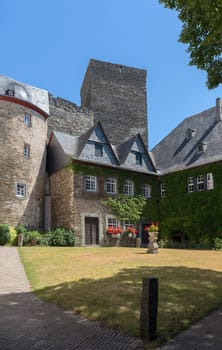 Building in the courtyard of the castle of Runkel, Hesse, Germany