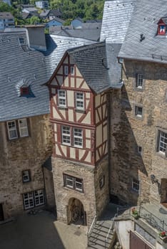 Building in the courtyard of the castle of Runkel, Hesse, Germany