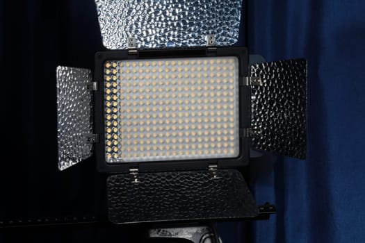 LED cinema spotlight with reflector close-up