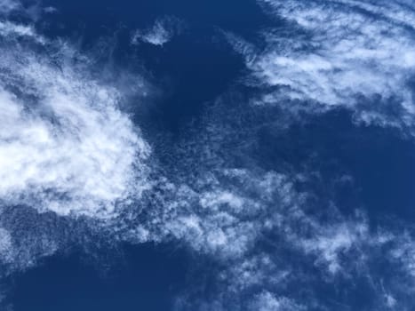 Fluffy white clouds and blue sky