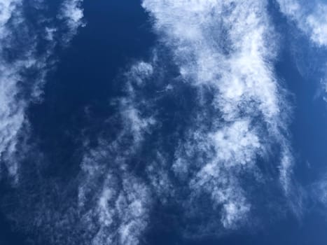 Fluffy white clouds and blue sky