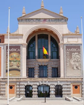 Madrid, Spain - Jul 11th, 2020: Museum of the Americas, Madrid, Spain. Main facade