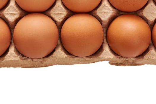eggs on a cardboard stand on a white insulated background, copy space. High quality photo