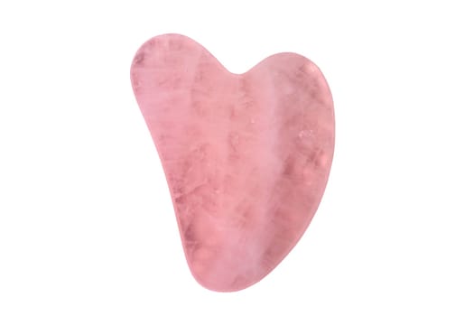 Natural Gua Sha Rose quartz Stone isolated. Guasha Massage Tool alternative therapy to improve circulation. Face stone massage.  Clipping path. Chinese healing method to better health.