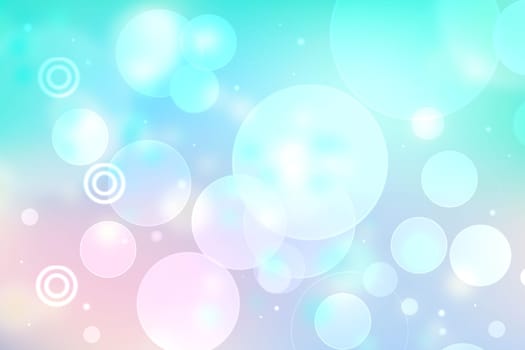 Abstract blurred fresh vivid spring summer light delicate pastel blue turquoise pink bokeh background texture with bright circular soft color lights and stars. Card concept. Beautiful backdrop illustration.