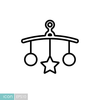 Baby crib hanging toy icon. Graph symbol for children and newborn babies web site and apps design, logo, app, UI