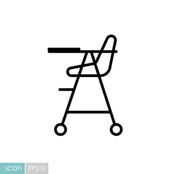 Baby chair vector isolated icon. Graph symbol for children and newborn babies web site and apps design, logo, app, UI