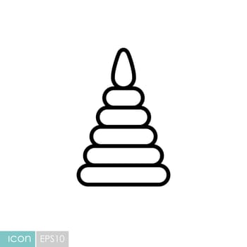Pyramid toy vector isolated icon. Graph symbol for children and newborn babies web site and apps design, logo, app, UI