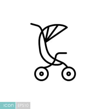 Stroller baby, carriage vector icon. Graph symbol for children and newborn babies web site and apps design, logo, app, UI