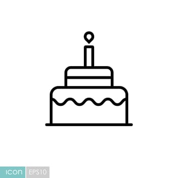 Birthday cake vector isolated icon. Graph symbol for children and newborn babies web site and apps design, logo, app, UI