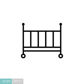Classic wooden baby crib vector icon. Graph symbol for children and newborn babies web site and apps design, logo, app, UI
