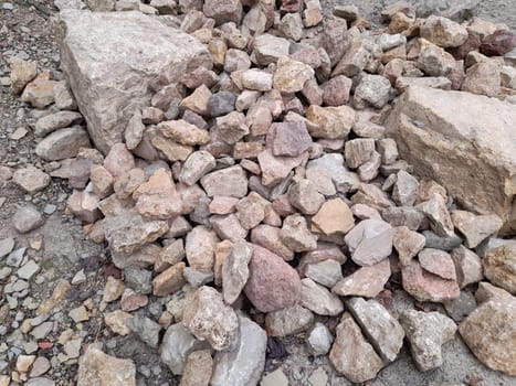 Cairn of cobblestones for the rock garden or a natural stone wall