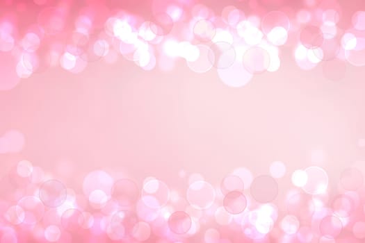 Abstract blurred fresh vivid spring summer light delicate pastel pink white bokeh background texture with bright circular soft color lights and frame. Beautiful backdrop illustration.