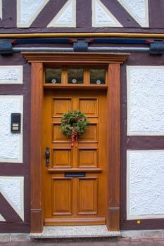 old door of house in Bad Sooden-Allendorf in the Werra Valley in Germany, Hessen