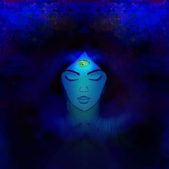 Woman with third eye, psychic supernatural senses