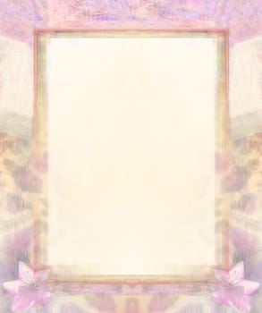 Vintage Frame For Congratulation with beautiful pink flowers and the leopard print
