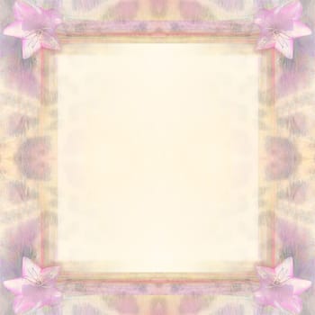 Vintage Frame For Congratulation with beautiful pink flowers and the leopard print