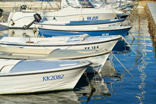 Boats in the harbor of the town of Krk on the island of the same name on the Adriatic Sea in Croatia