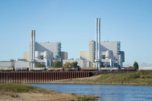 Waste-to-energy plant in Magdeburg in the district of Rothensee on the banks of the river Elbe
