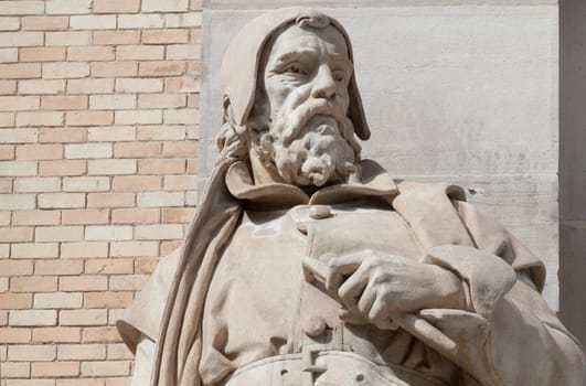 Madrid, Spain - March 6th, 2021: Alonso Berruguete sculpter at National Archeological Museum, Madrid. Sculpted by Jose Alcoverro
