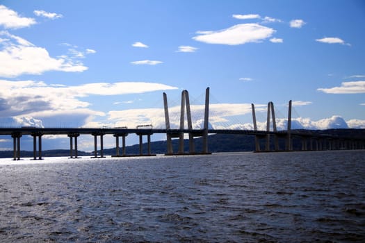 Dramatic picture of the Governator Cuomo bridge on the Hudson river in New York State